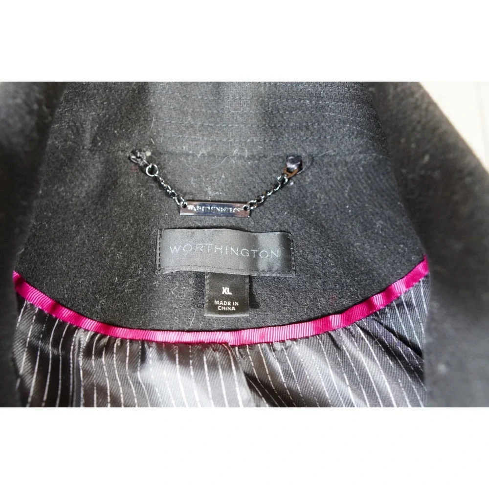 NWT Worthington Women's Black Coat Wool Blend Size XL Full Zip‎ Retail $200